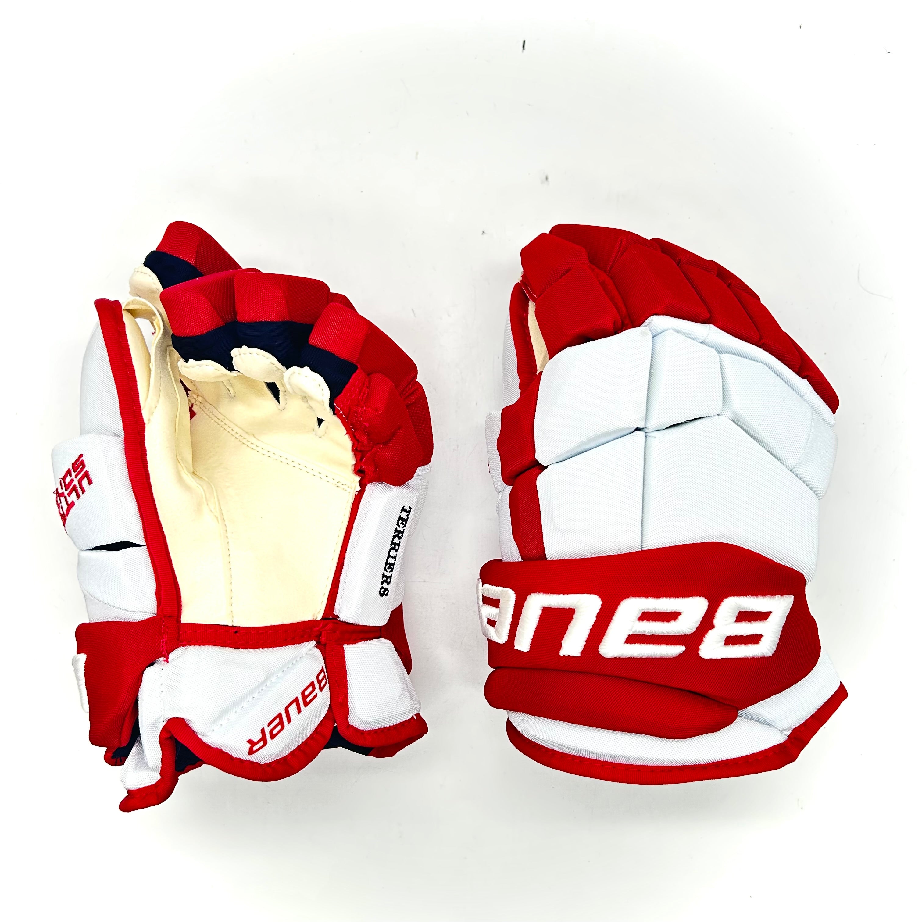 Gants de hockey Bauer Supreme Ultrasonic Pro Stock (blanc/rouge)